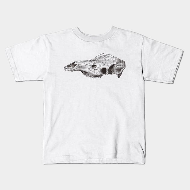 Ram Skull Kids T-Shirt by Haack Art